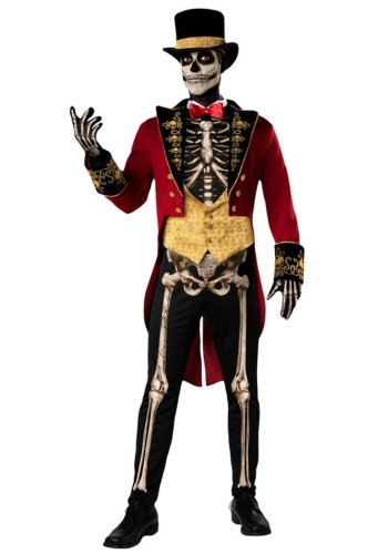mens premium Skelton circus costume