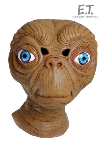 deluxe adult E T Mask premium brown E.T Halloween Mask with big blue eyes