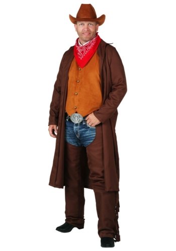 deluxe plus size cowboy costume for men deluxe cowboy set with suede-look chaps