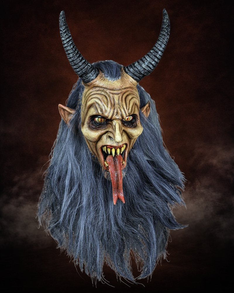 high end Halloween mask Krampus horned demon full head latex mask