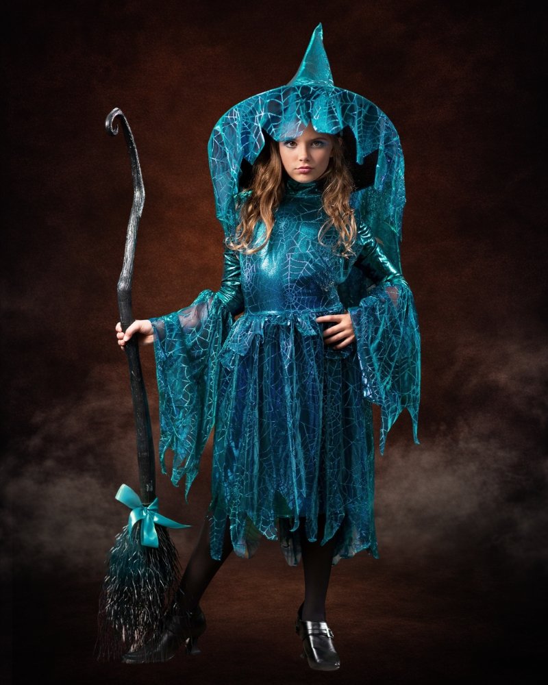 spider witch costume for girls cute blue halloween outfit