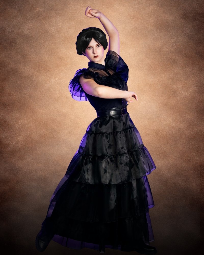 wednesday addams costume women premium black gothic dance dress