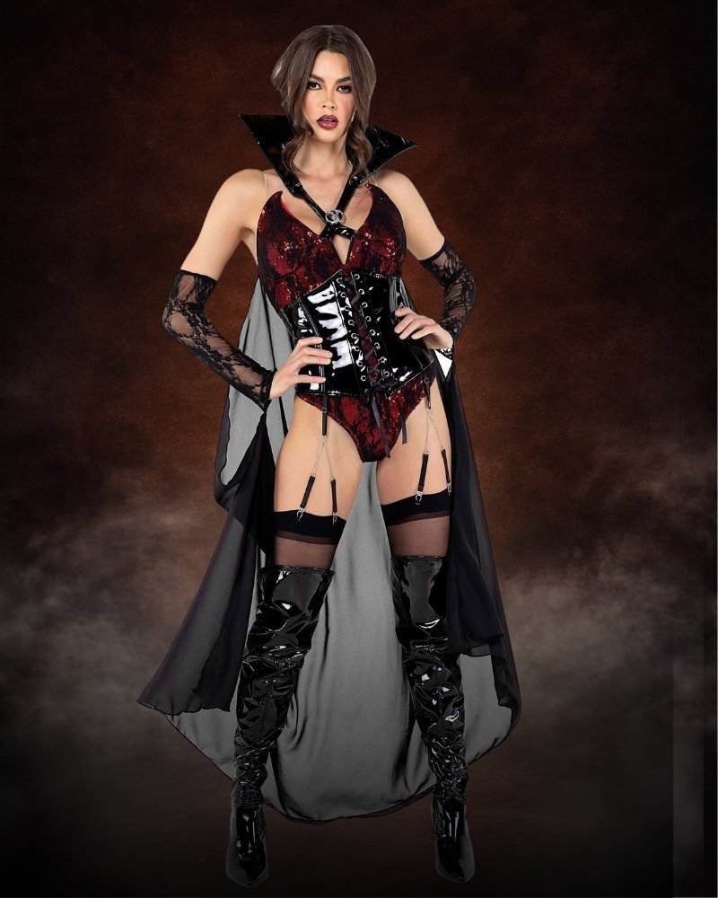playboy vampire costume women black red premium gothic halloween outfit