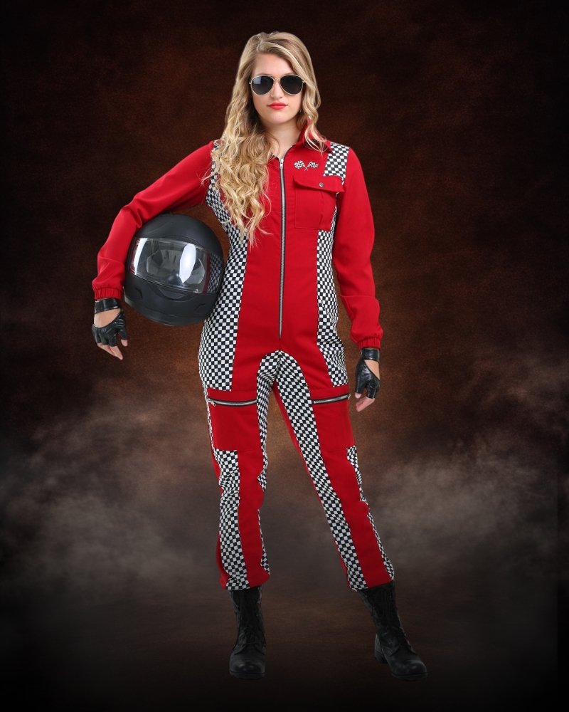 racer jumpsuit costume women red premium motorsport halloween look