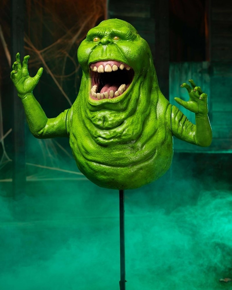 Ghostbusters Slimer animated Halloween decoration with bright green ghost design