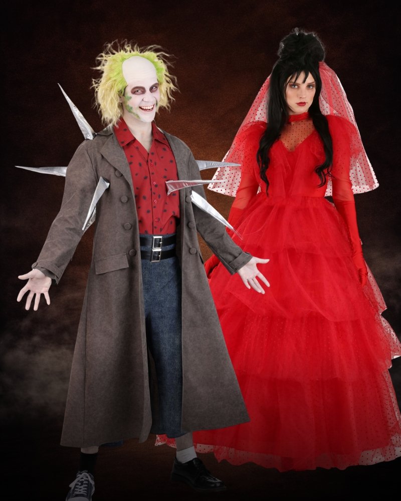 beetlejuice and lydia wedding couples costume gothic halloween outfits film inspired