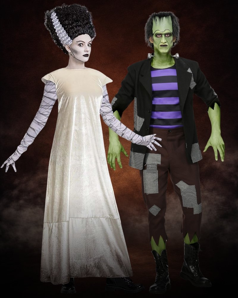 frankenstein and bride couples costume classic horror halloween outfits detailed