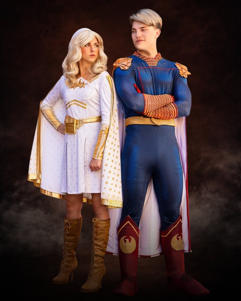 homelander and starlight couples costume superhero halloween outfits red white blue