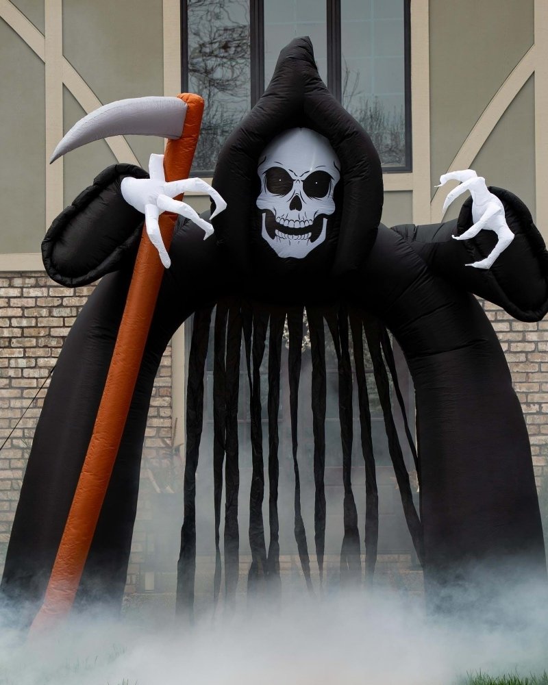 Inflatable reaper death archway Halloween decoration with scythe