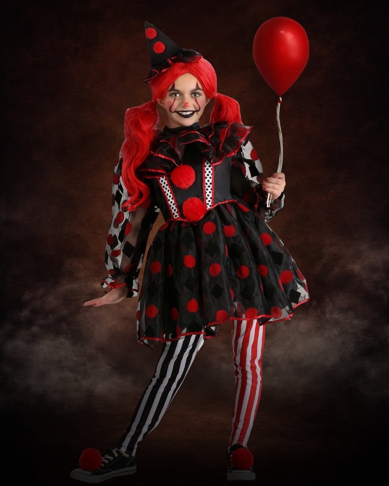 Wonderland Red Clown Costume for Girls